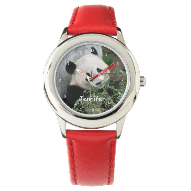 Kids Giant Panda Watch, Red Strap Armbandsur (Framsida)