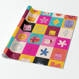 Kids Gift Wrapping Papper Seamless Mönster Presentpapper