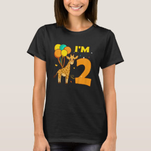 Kids Giraffe Animals Animal Kärlek Girl Jag är 2 å T Shirt