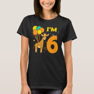 Kids Giraffe Animals Animal Kärlek Girl Jag är 6 å T Shirt