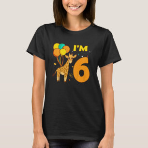 Kids Giraffe Animals Animal Kärlek Girl Jag är 6 å T Shirt