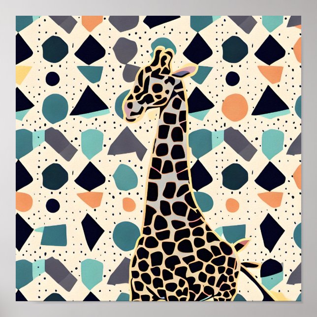 Kids Giraffe Colorful Dots Poster (Framsidan)