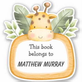 Kids Giraffe Personlig Bookplate Klistermärken