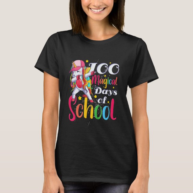 Kids Girls 100 Magical Days Of School First Grader T Shirt (Framsida)