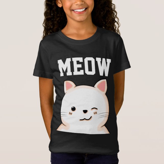 KIDS GIRLS CAT MEOW T-Shirts (Framsida)