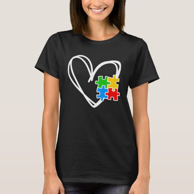 Kids Girls Heart Autism Awareness Puzzle AutismTod T Shirt (Framsida)