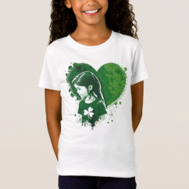 Kids Girls Heart St patricks day shirt T Shirt