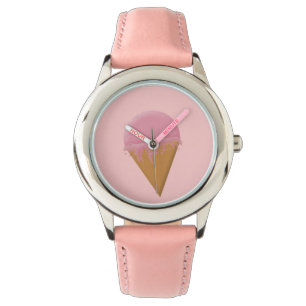 Kids Girls Strawberry Ice Cream Cone Watch Rosa Armbandsur