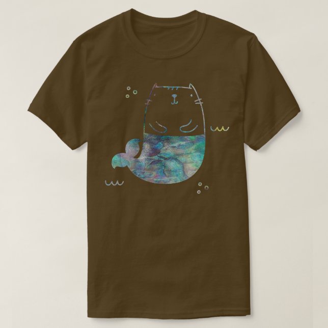 Kids Girls Tee MerKitty Sjöjungfru Cat Turcos Blue (Design framsida)