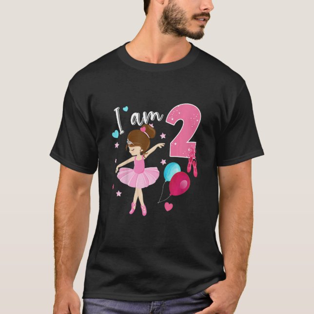 Kids Girlu2019s 2 år gammal Ballerina 2:a födelsed T Shirt (Framsida)