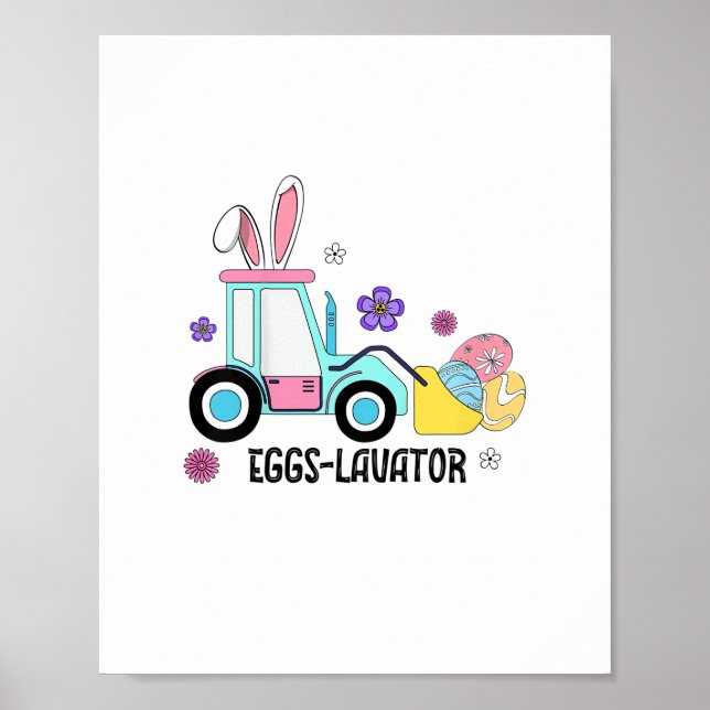 Kids Glad påsk Day Cute Eggs Cavator Bunny Rabb Poster (Framsidan)