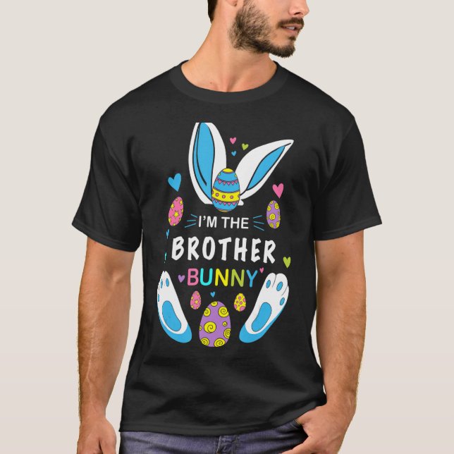 Kids Glad påsk imm Brother Bunny Öron Funny T Shirt (Framsida)