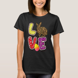 Kids Glad påsk Kärlek Leopard Bunny Öron Funny Eg T Shirt