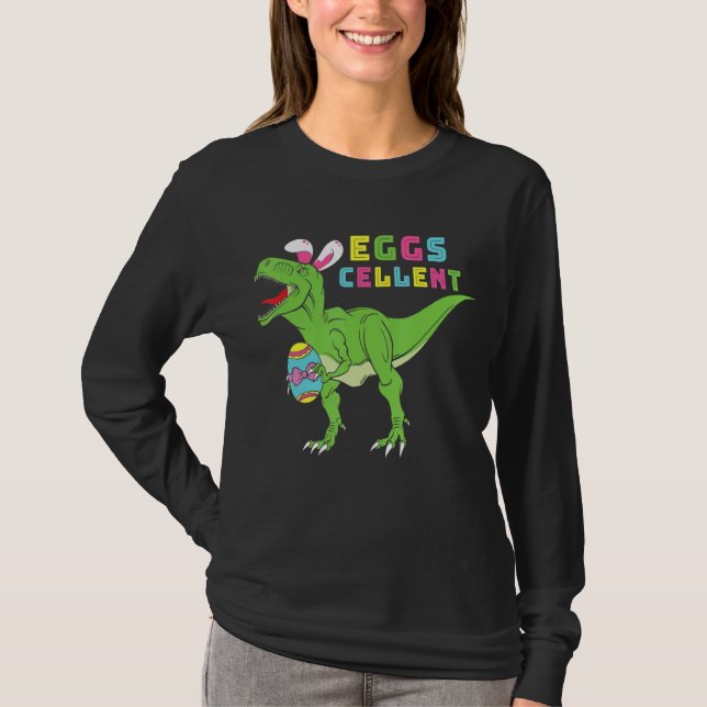 Kids Glad påsk T Rex Dino Öron Funny Egg Boys G Shirt (Framsida)