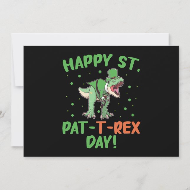 Kids Glad St Pat Trex Dag Dino St Patricks Day  Julkort (Framsida)