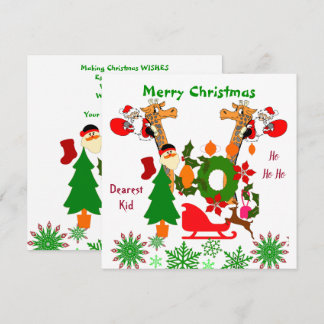 Kids God jul Hurrying Santa Riding Giraffe