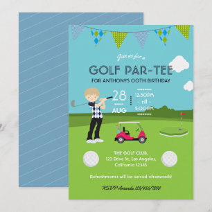 Kids Golf Theme Födelsedagsfest inbjudan