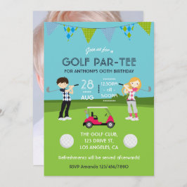 Kids Golf Theme Födelsedagsfest Photo Inbjudan