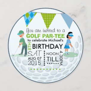 Kids Golf Theme Födelsedagsfest Photo Inbjudningar