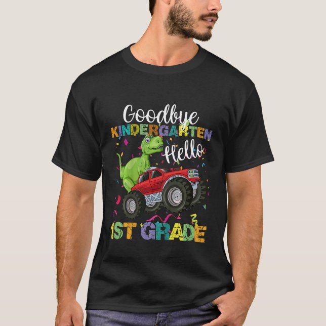 Kids Goodbye Kindergarten Hello 1st Grade Dinosaur T Shirt (Framsida)