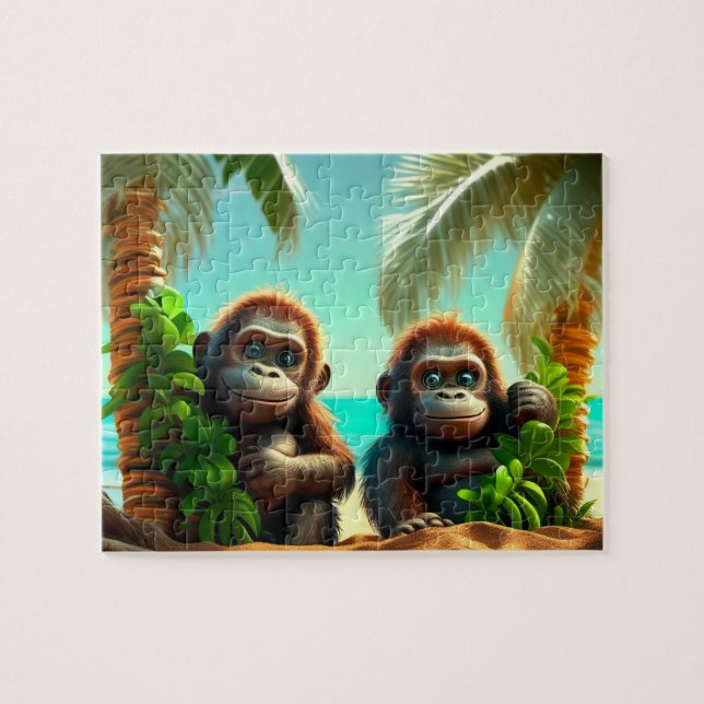 Kids Gorillas Jigszawa Puzzle - Tropical Pussel (Horisontell)