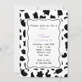 Kid's Gothic Cat Birthday Party Inbjudningar