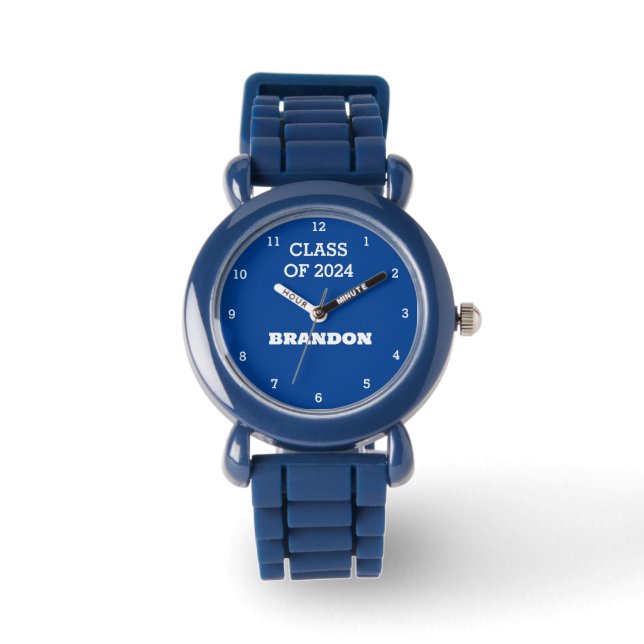 Kids Grad Boys Blue Studenten Namn School Armbandsur (Framsida)
