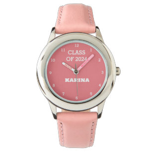 Kids Grad Girl Rosa Studenten Namn School Armbandsur