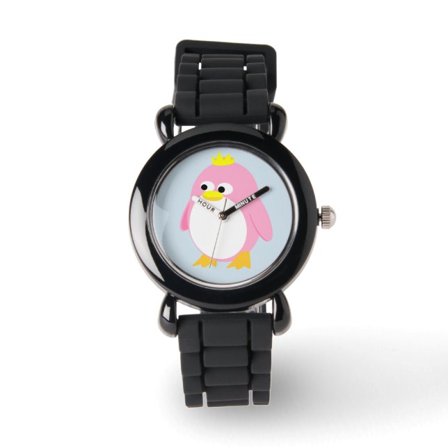 Kids Grått Glitter Strap Princess Penguin Watch Armbandsur (Framsida)