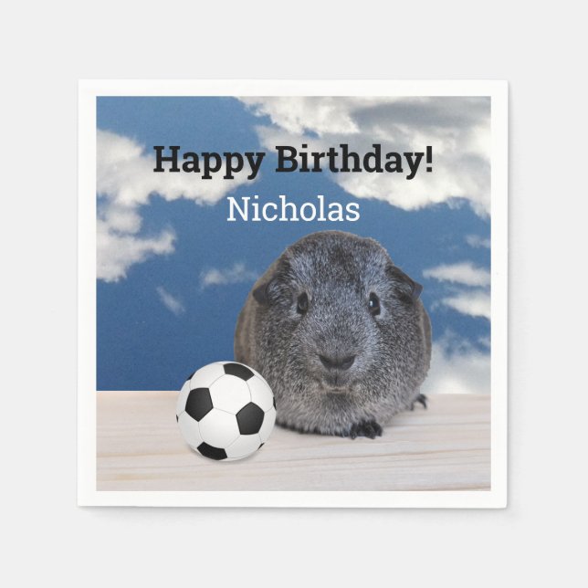 Kids Grattis på födelsedagen Guinea Gris Soccer Ba Pappersservett (Framsidan)