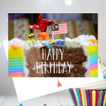 Kids Grattis på födelsedagen kort<br><div class="desc">Födelsedagekordesign med den här roligten platta födelsedagskort. Tom baksida för ditt personliga meddelande. Åtgärder 7x5 - Onlinens redaktör</div>