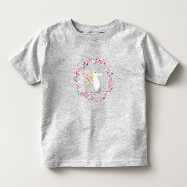 Kids Gray Easter Bunny T-Shirt (Framsida)