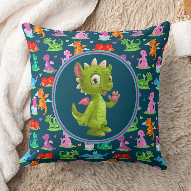 Kids Grönt Dragon Kudde (Filt)