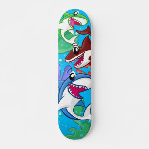 Kids haj Tecknad Undervattensblåhavsfisk Mini Skateboard Bräda 18,5 Cm