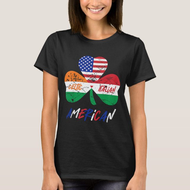 Kids HalIrish HalIrish American Flagga Shamroc T Shirt (Framsida)