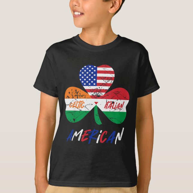 Kids HalIrish HalIrish American Flagga Shamroc T Shirt (Framsida)