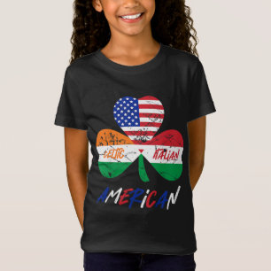 Kids HalIrish HalIrish American Flagga Shamroc T Shirt