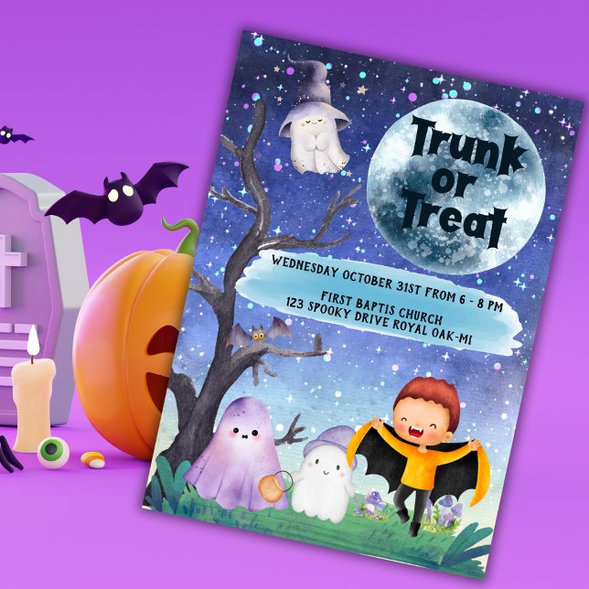 Kids Halloween Anpassningsbar Party Cute Inbjudningar (Kids Halloween Custom Party Cute Invitation)