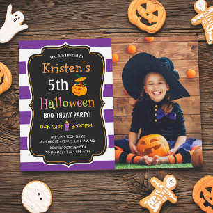 Kids Halloween Birthday Costume Party Photo Inbjudningar