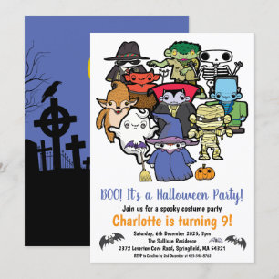 Kids Halloween Birthday Inbjudningar