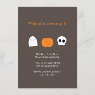 Kids Halloween Birthday Photo Skull Ghost Pumpkin Inbjudningar