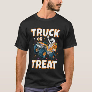 Kids Halloween Boys Monster Lastbil Skeleton Trick T Shirt
