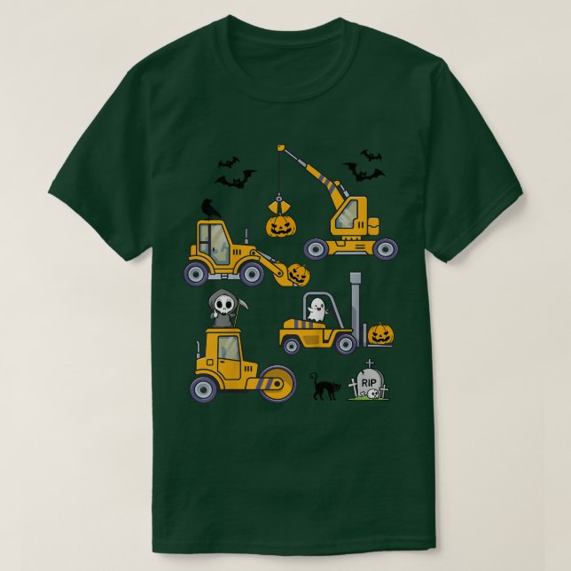 Kids Halloween Construction Fordon Lastbil Pumpkin T Shirt (Design framsida)