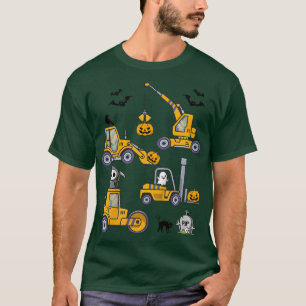 Kids Halloween Construction Fordon Lastbil Pumpkin T Shirt