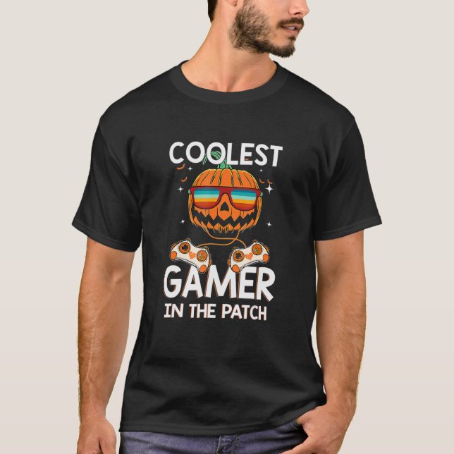 Kids Halloween Coolest Gamer i Patch Boys Gir T Shirt (Framsida)