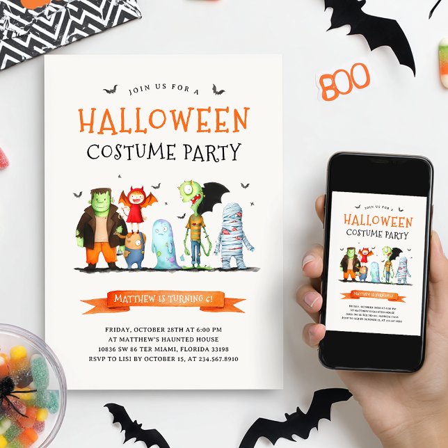 Kids Halloween Costume Födelsedagsfest Inbjudningar (Skapare uppladdad)