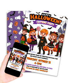Kids Halloween Costume Party Editable Inbjudningar