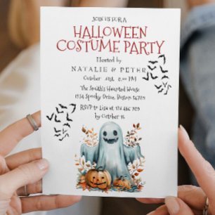 Kids Halloween Costume Party I Ghost Inbjudningar