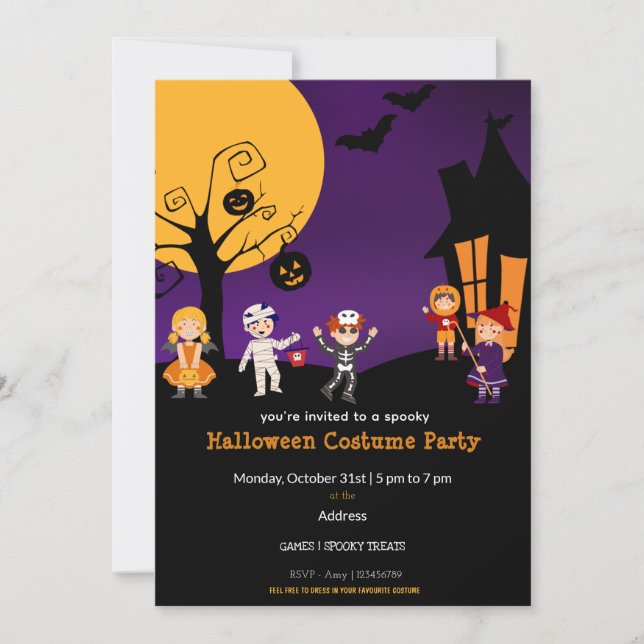 Kids Halloween Costume Party-inbjudan Inbjudningar (Framsida)