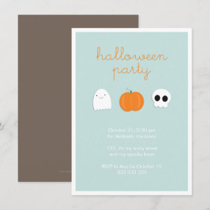 Kids Halloween fest Cute Skull Ghost Pumpkin Inbjudningar